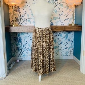 JCrew Leopard Midi Pleated Skirt